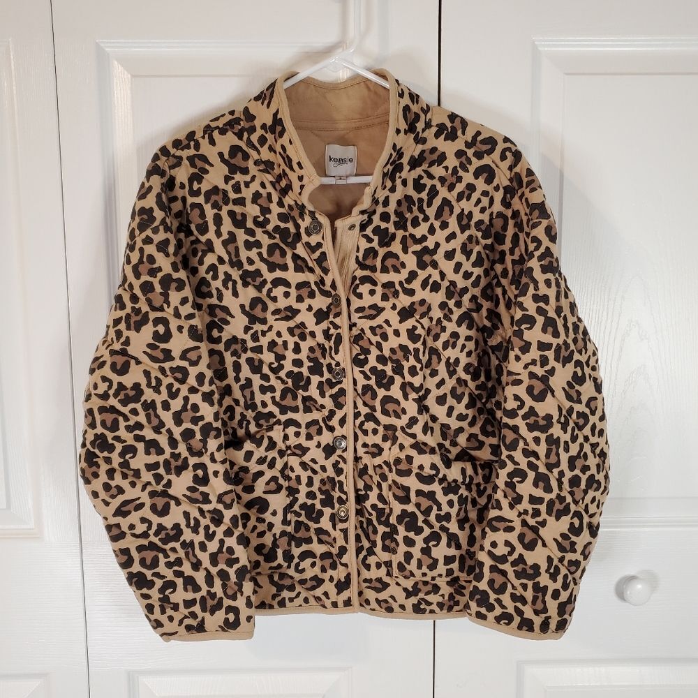 Kensie Leopard Print Quilted Jacket Women's Size Large